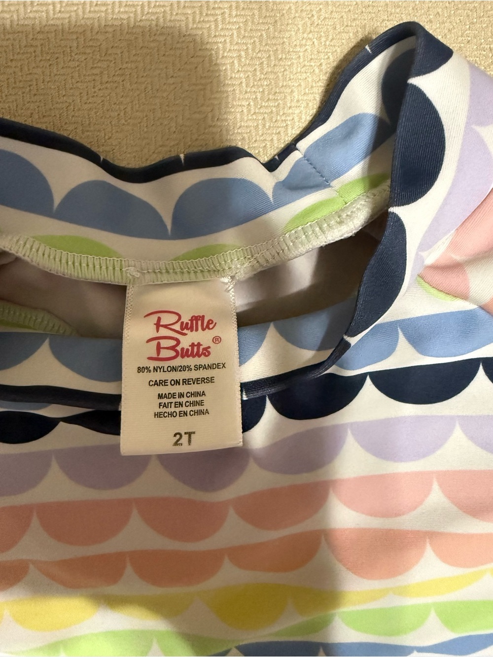 Ruffle Butts Pastel Scallop Swim Top - Navy, Blue, Pink, Yellow, Green, Lavender